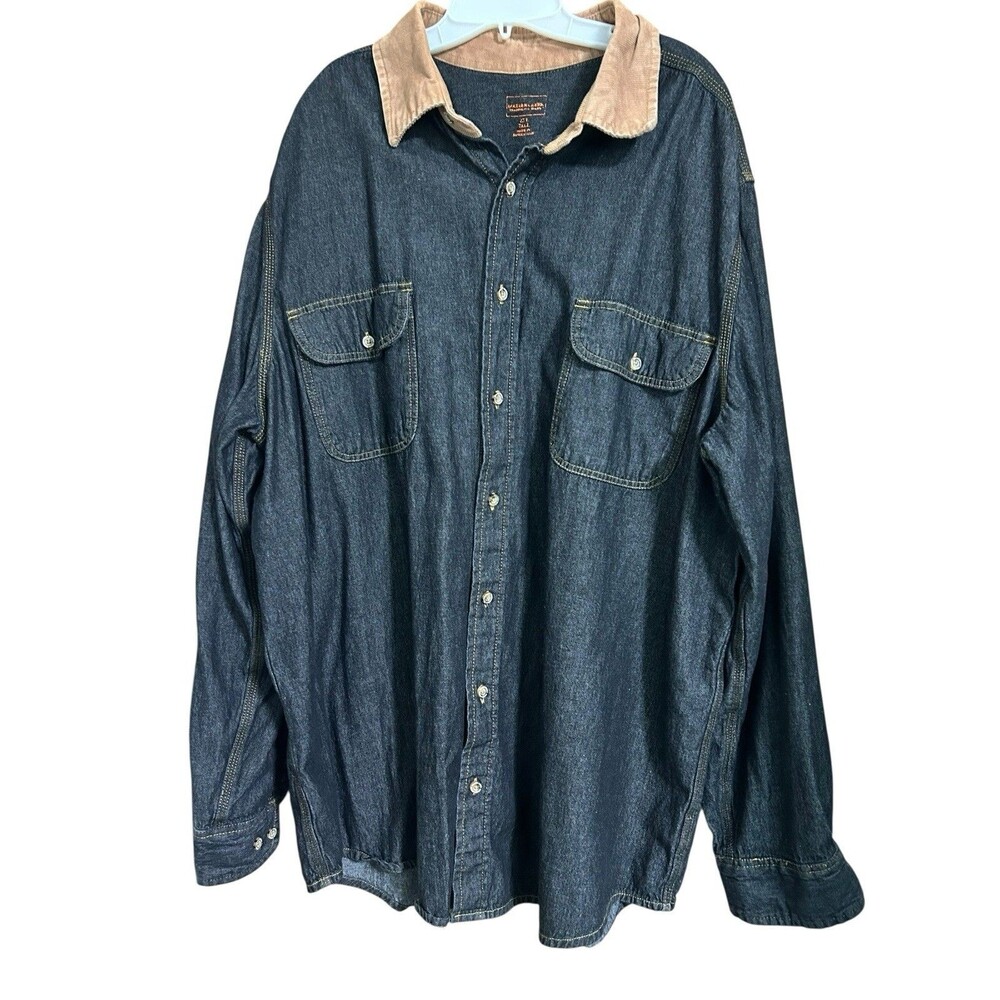 Boulder Creek Trading Company Button-Front L/S Black Denim Shirt 2XL Big